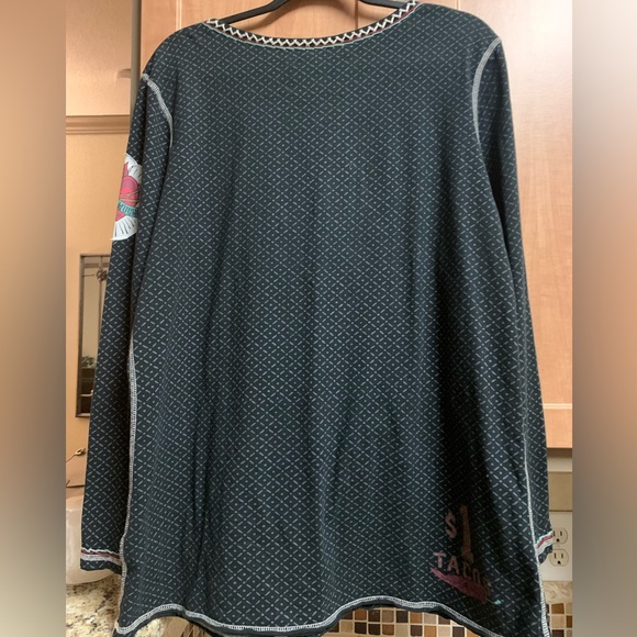 Double D Ranch Black Long Sleeve Día del Gigante Design Embroidery Top Cotton - Picture 6 of 16